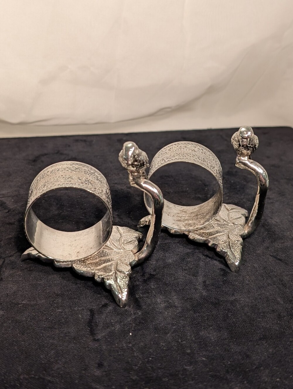 2 Vintage Victorian Reproduction Figural Bird Napkin Rings Late 20th Century